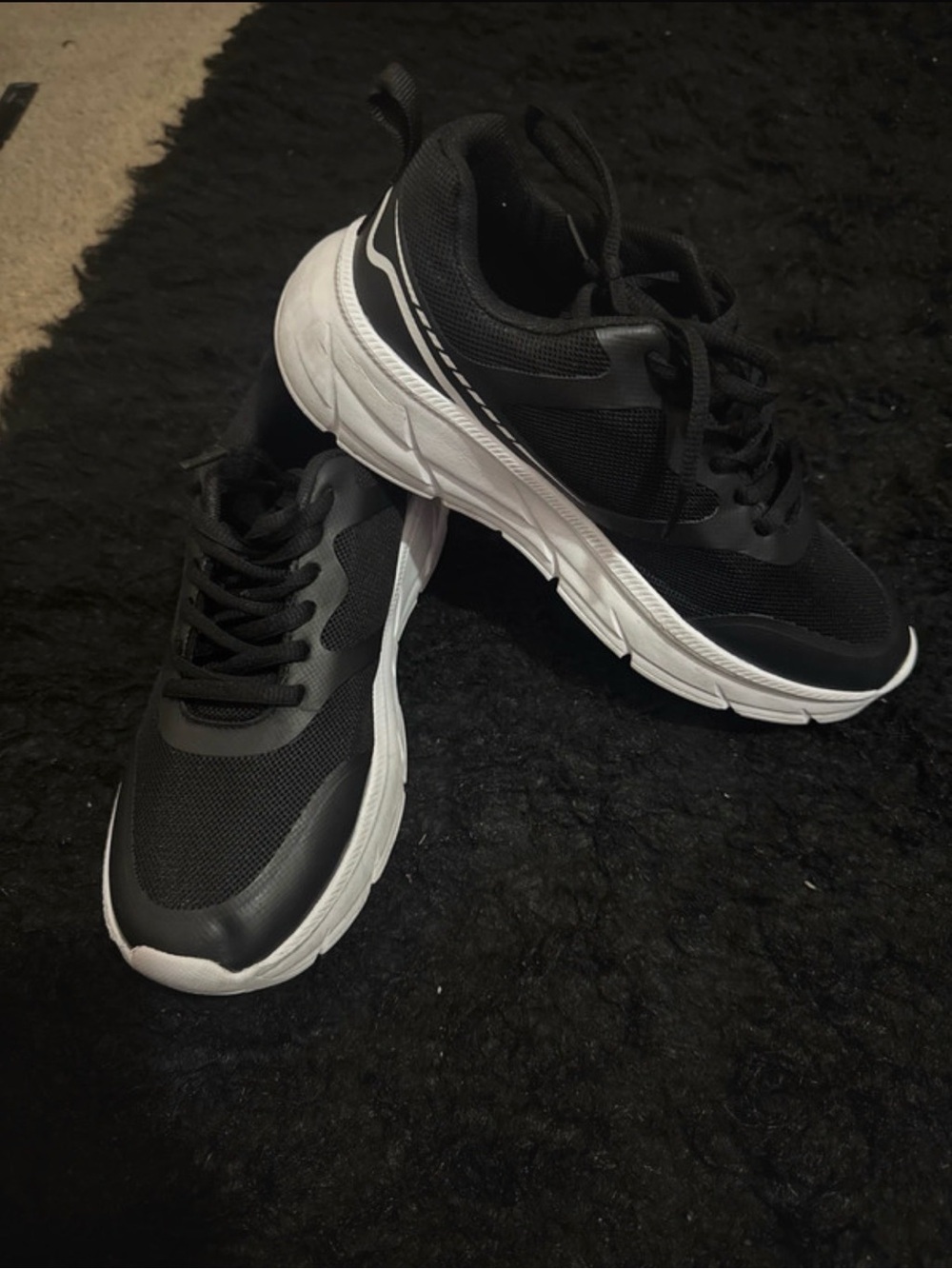 Men's Black and White Athletic Sneakers - Lightweight Comfort